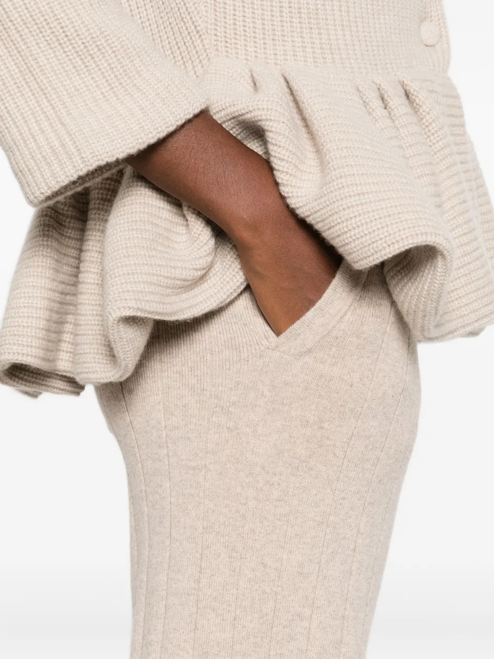 Max Mara Kasjmier geribbelde broek Beige