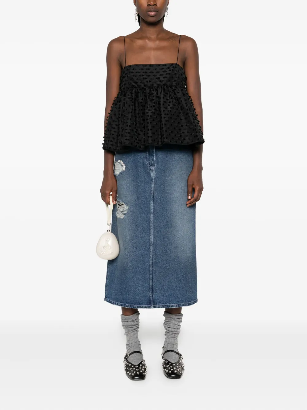 Simone Rocha Gerafelde rok Blauw