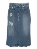 Simone Rocha distressed-effect midi skirt - Blue