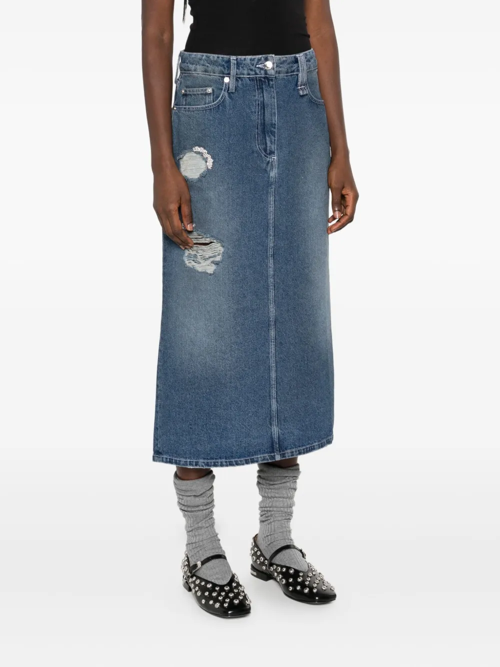 Simone Rocha Gerafelde rok Blauw