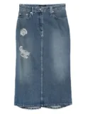 Simone Rocha distressed-effect midi skirt - Blue