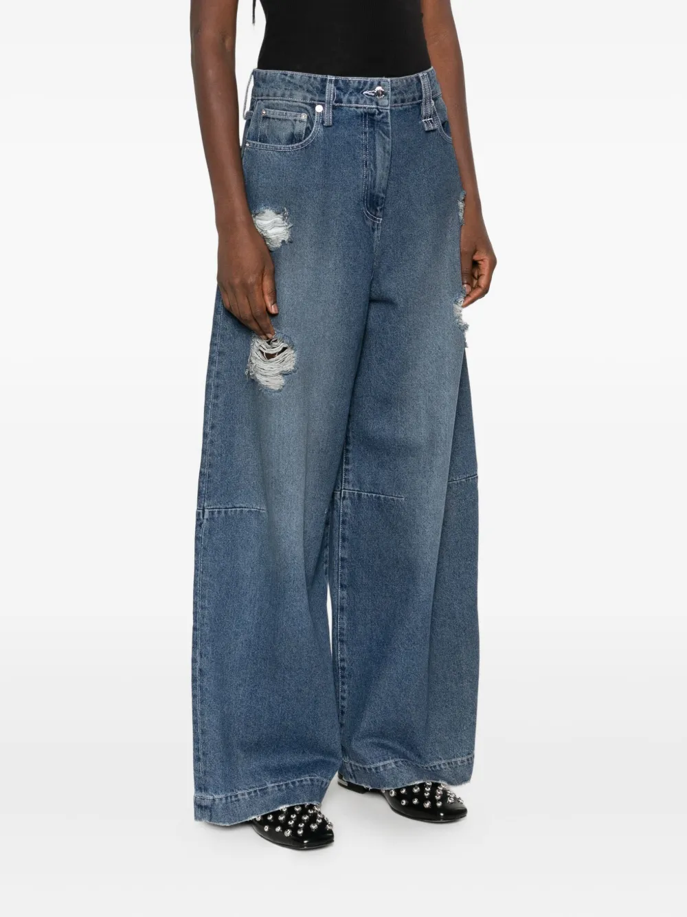 Simone Rocha Gerafelde jeans Blauw