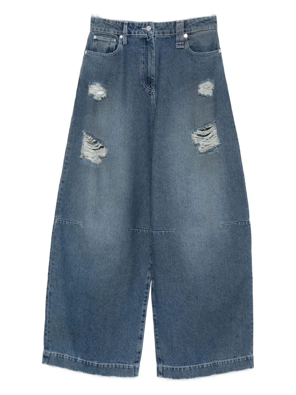 Simone Rocha Distressed Wide Leg Puddle Jeans In Blue