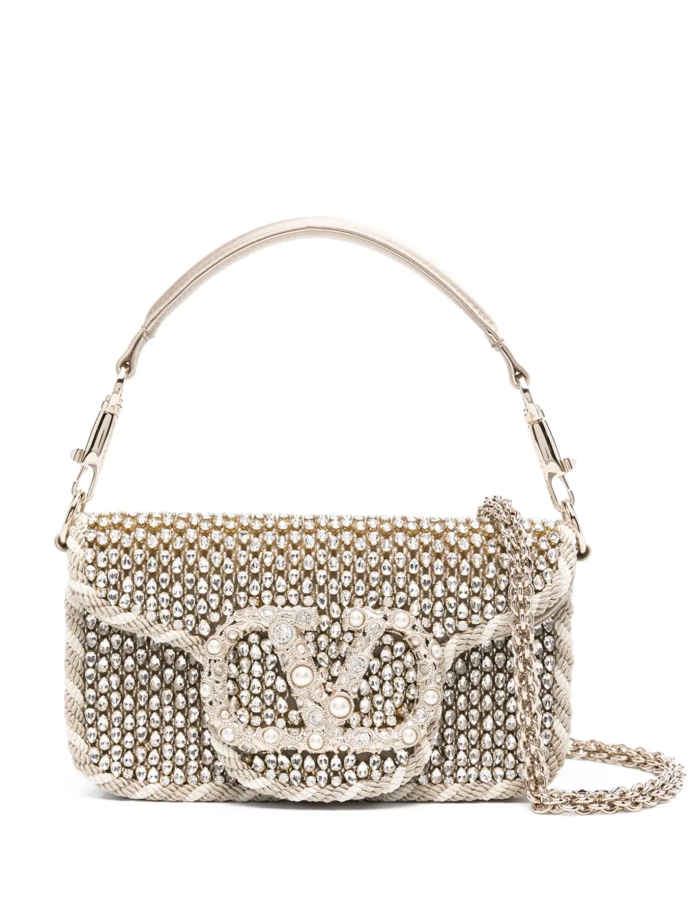 Valentino Garavani Locò crystal-embellished top-handle bag - グリーン Valentino Garavani Locò crystal-embellished top-handle bag - グリーン