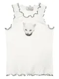 Blumarine cat-print ruffled T-shirt - White