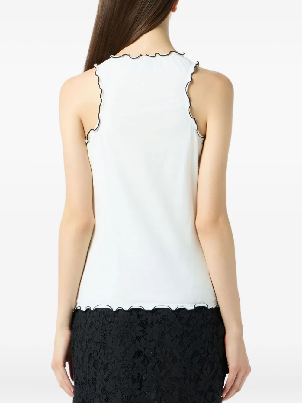 Blumarine T-shirt met ruches en kattenprint Wit