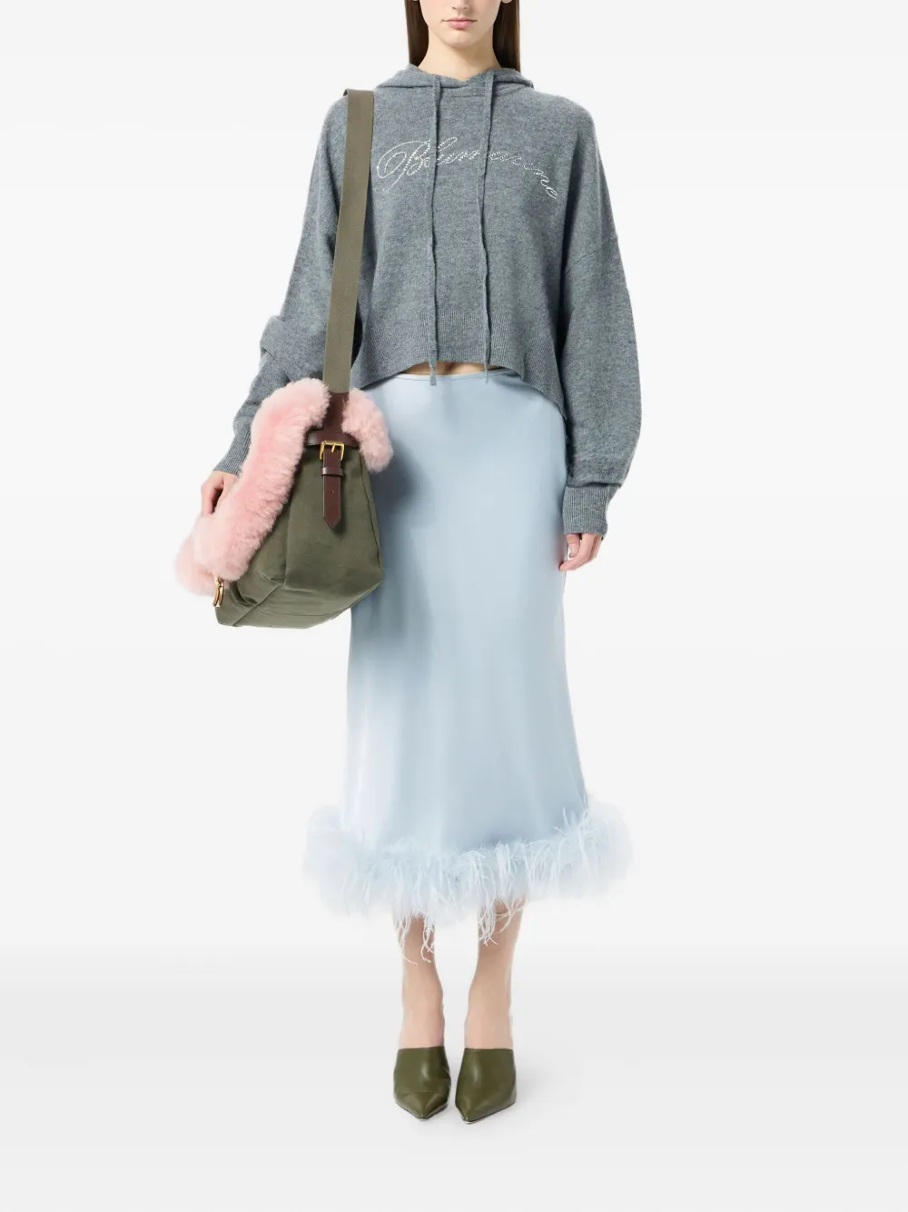 Blumarine Hoodie verfraaid met kristallen Grijs