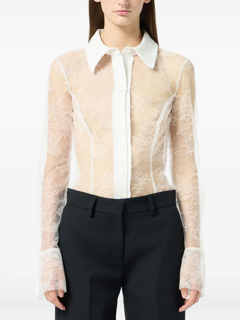 Blumarine Blouse met kanten vlakken Wit