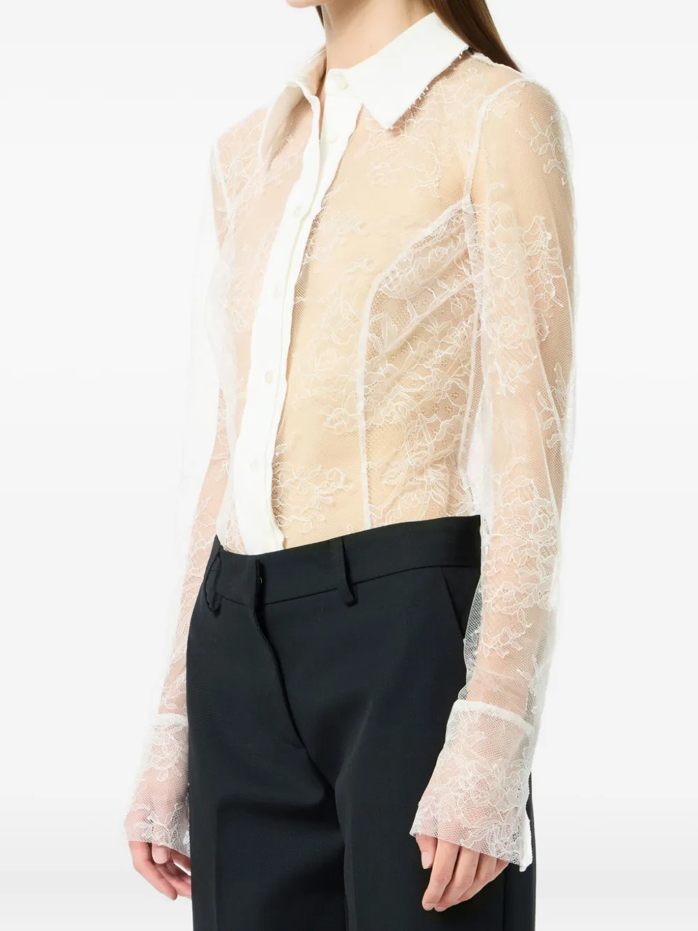 Blumarine Blouse met kanten vlakken Wit