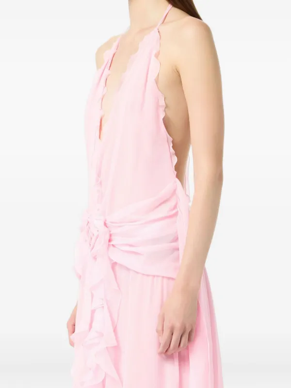 chinese dress ladies Blumarine 2004SS Pink Floral Silk Chiffon Dress – Sous Les Fleurs
