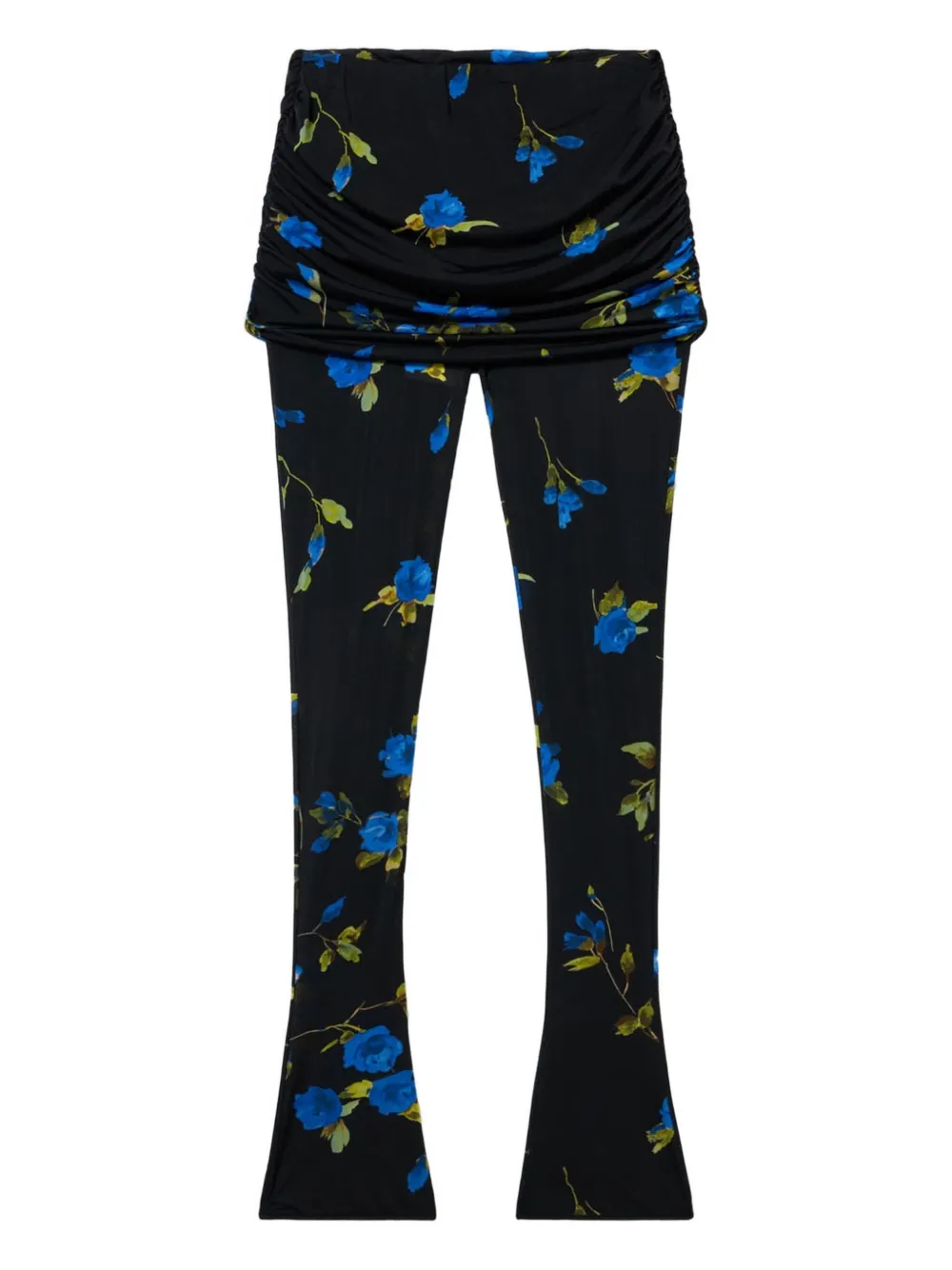 Blumarine floral-print gathered leggings | Blue | Image 1
