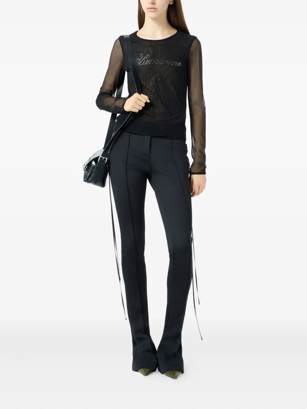 Blumarine Verfraaide mesh top Zwart