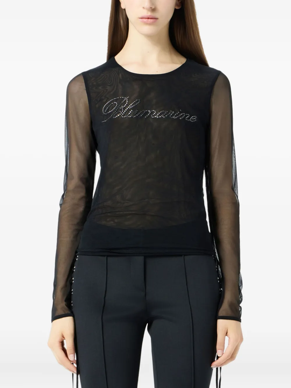 Blumarine Verfraaide mesh top Zwart
