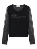 Blumarine embellished mesh top - Black