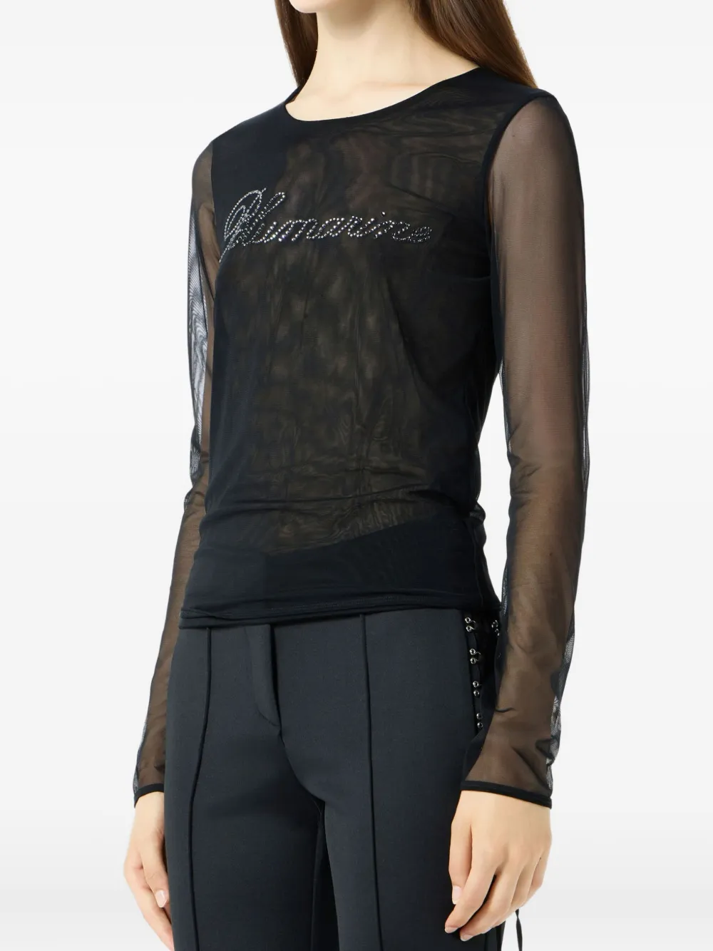 Blumarine Verfraaide mesh top Zwart