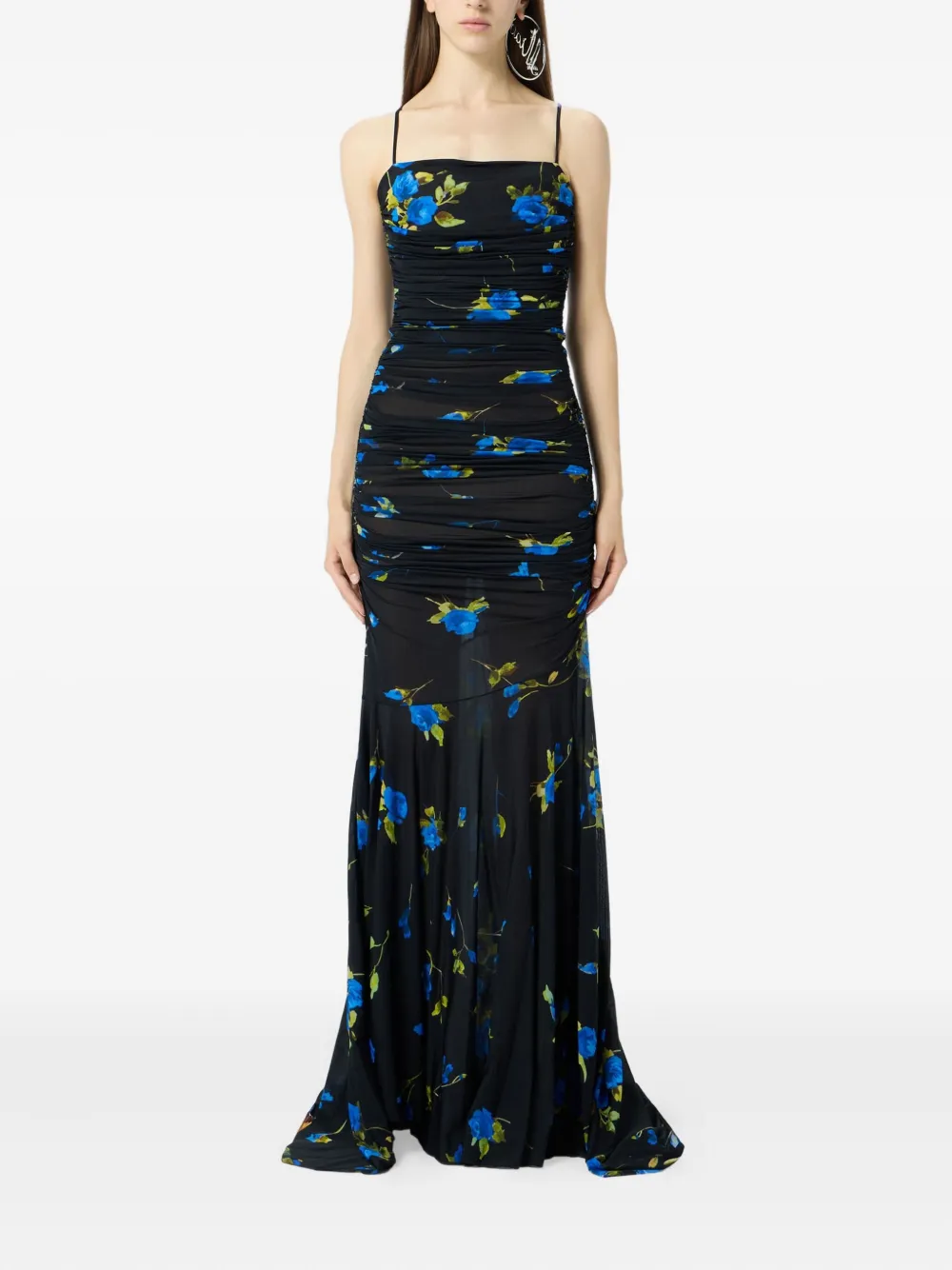 Blumarine Maxi-jurk met bloemenprint Blauw