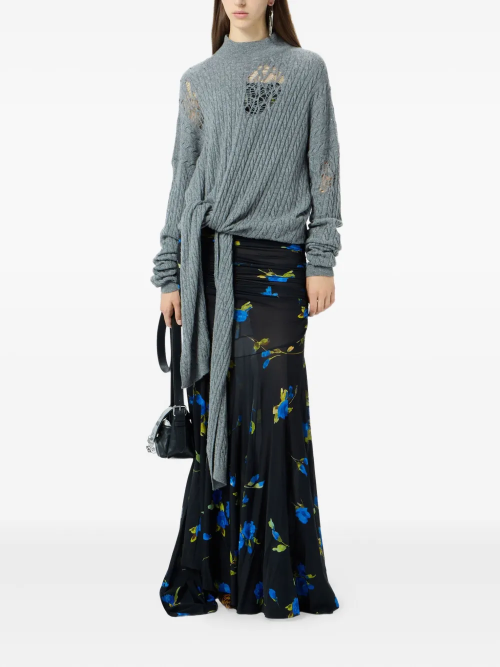 Blumarine Maxi-jurk met bloemenprint Blauw