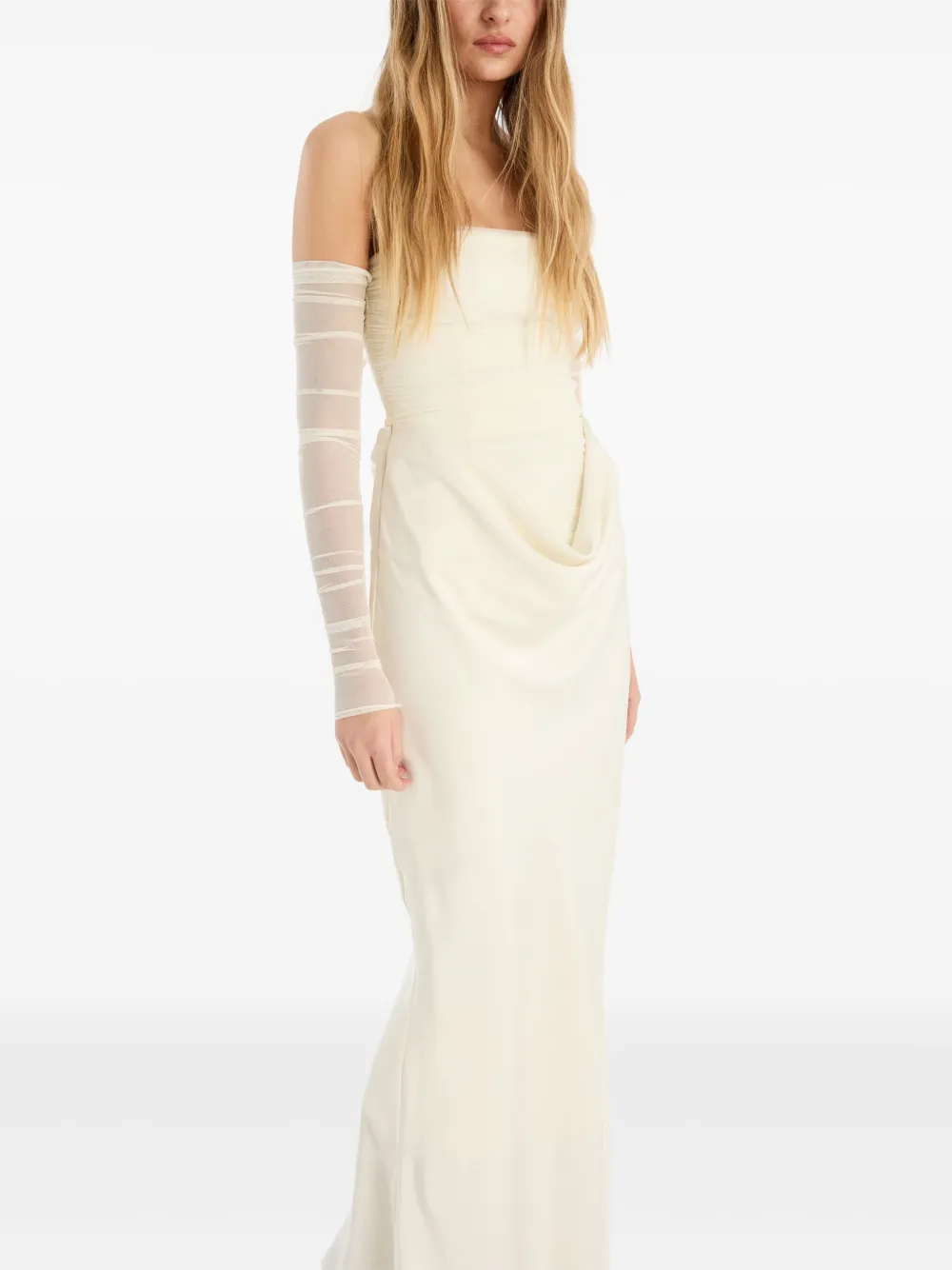 ROTATE BIRGER CHRISTENSEN Maxi-jurk met ruches Wit