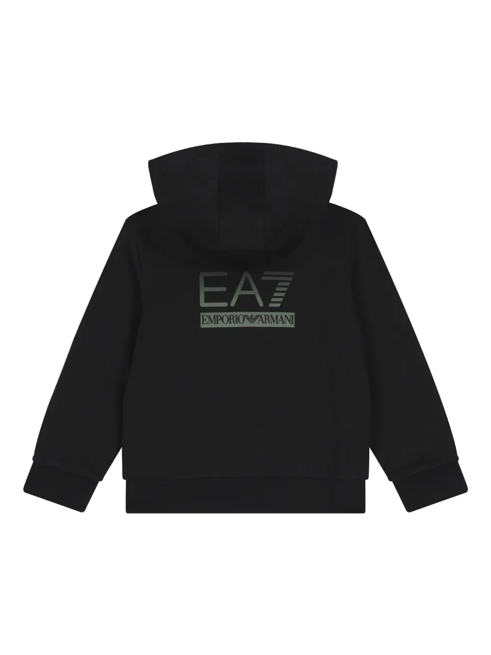 Emporio Armani Kids logo-embellished hooded zip-up jacket Zwart