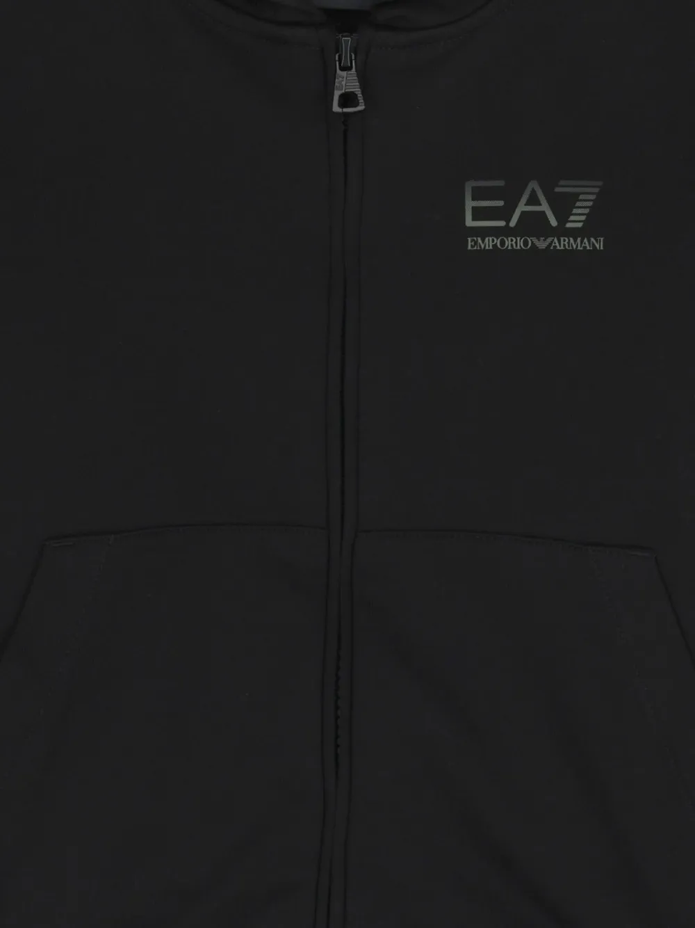 Emporio Armani Kids logo-embellished hooded zip-up jacket Zwart