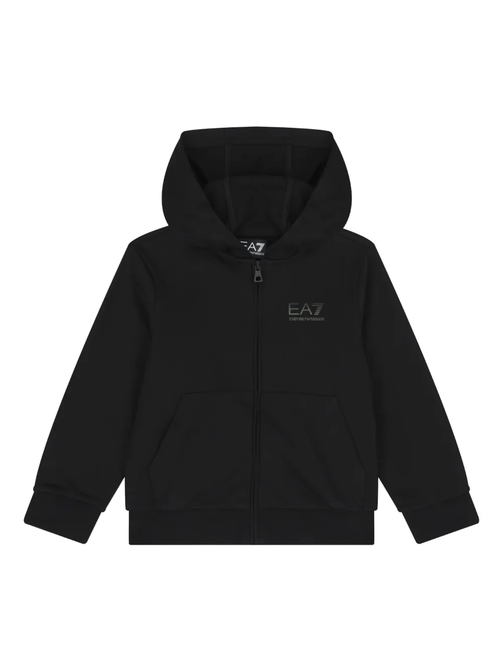 Emporio Ar i Kids logo-embellished hooded zip-up jacket Zwart