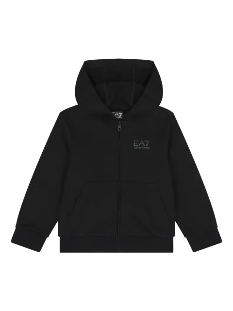 Emporio Armani Kids logo-embellished hooded zip-up jacket