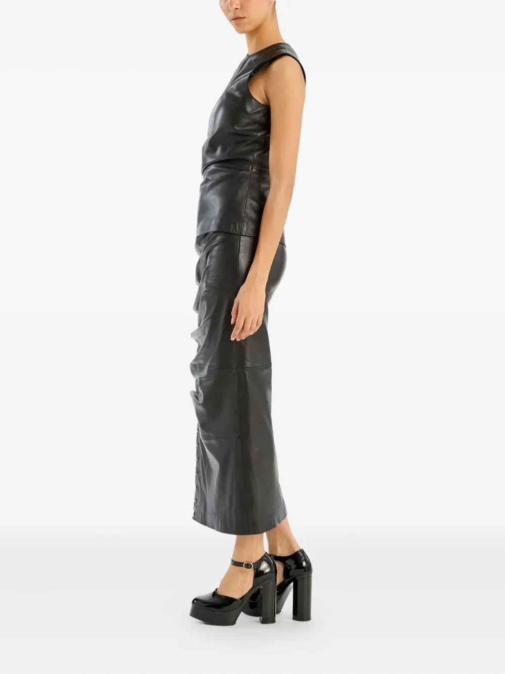 Rotate Birger Christensen Leather Maxi Skirt In Black