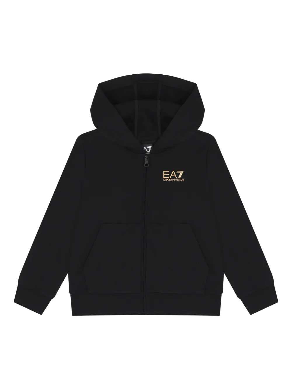 Emporio Ar i Kids logo-print hooded zip-up jacket Zwart
