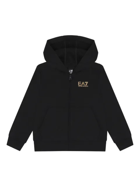 Emporio Armani Kids logo-print hooded zip-up jacket