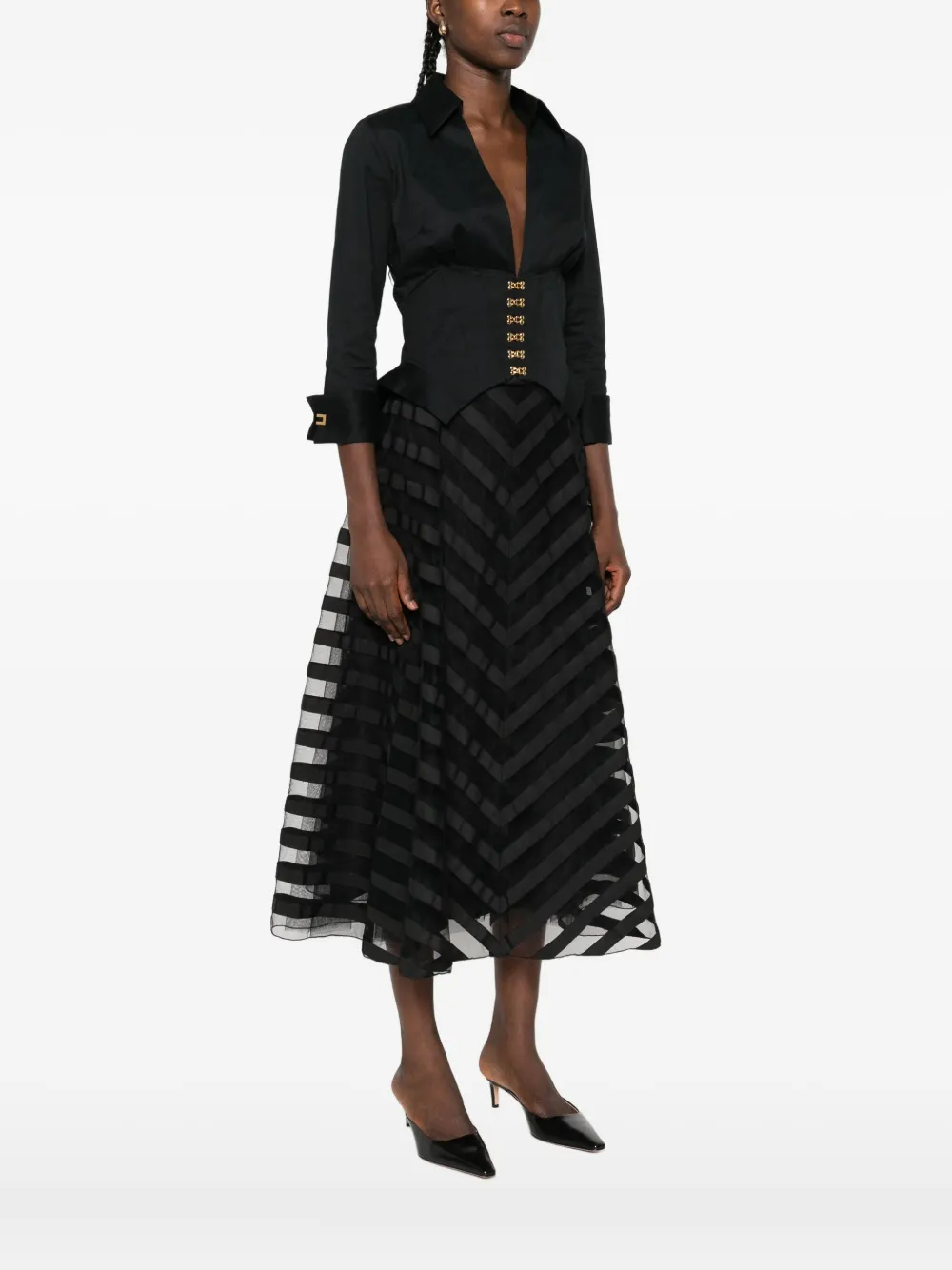 Elisabetta Franchi V-neck Blouse In Black