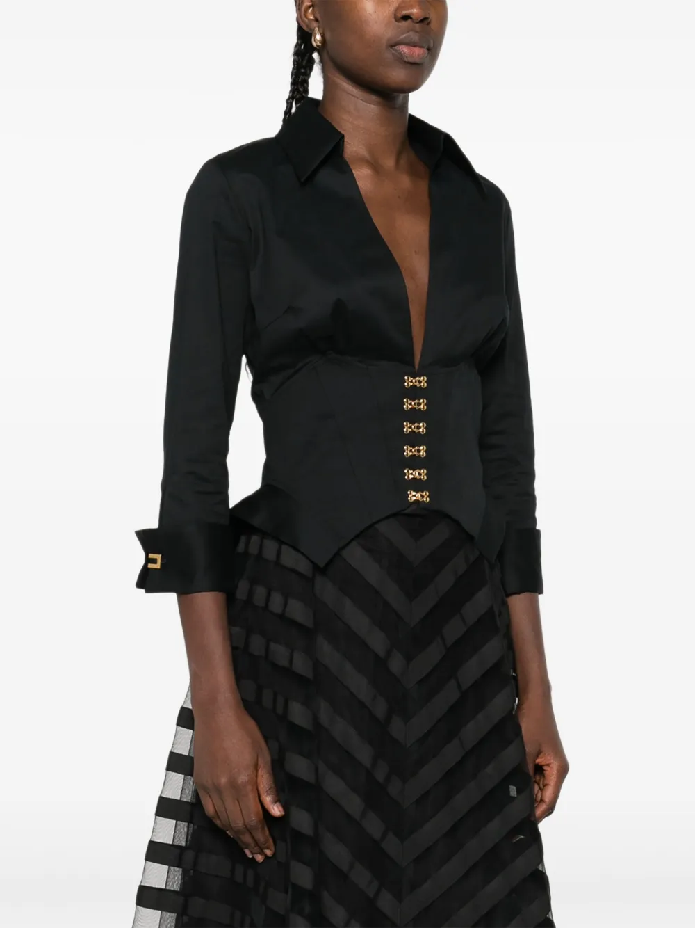 Elisabetta Franchi Blouse met V-hals Zwart