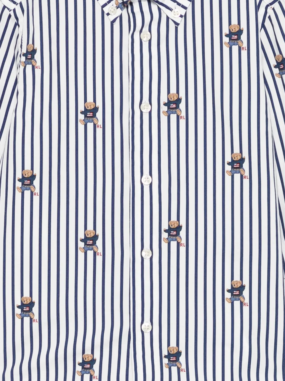 POLO RALPH LAUREN KIDS Gestreept shirt met beer Wit