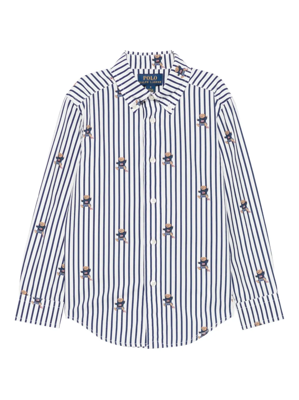 POLO RALPH LAUREN KIDS Gestreept shirt met beer Wit