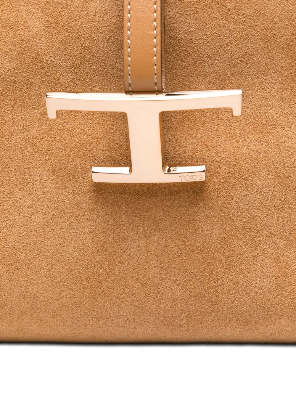 Tod's Timeless suède schoudertas met T-gesp Bruin