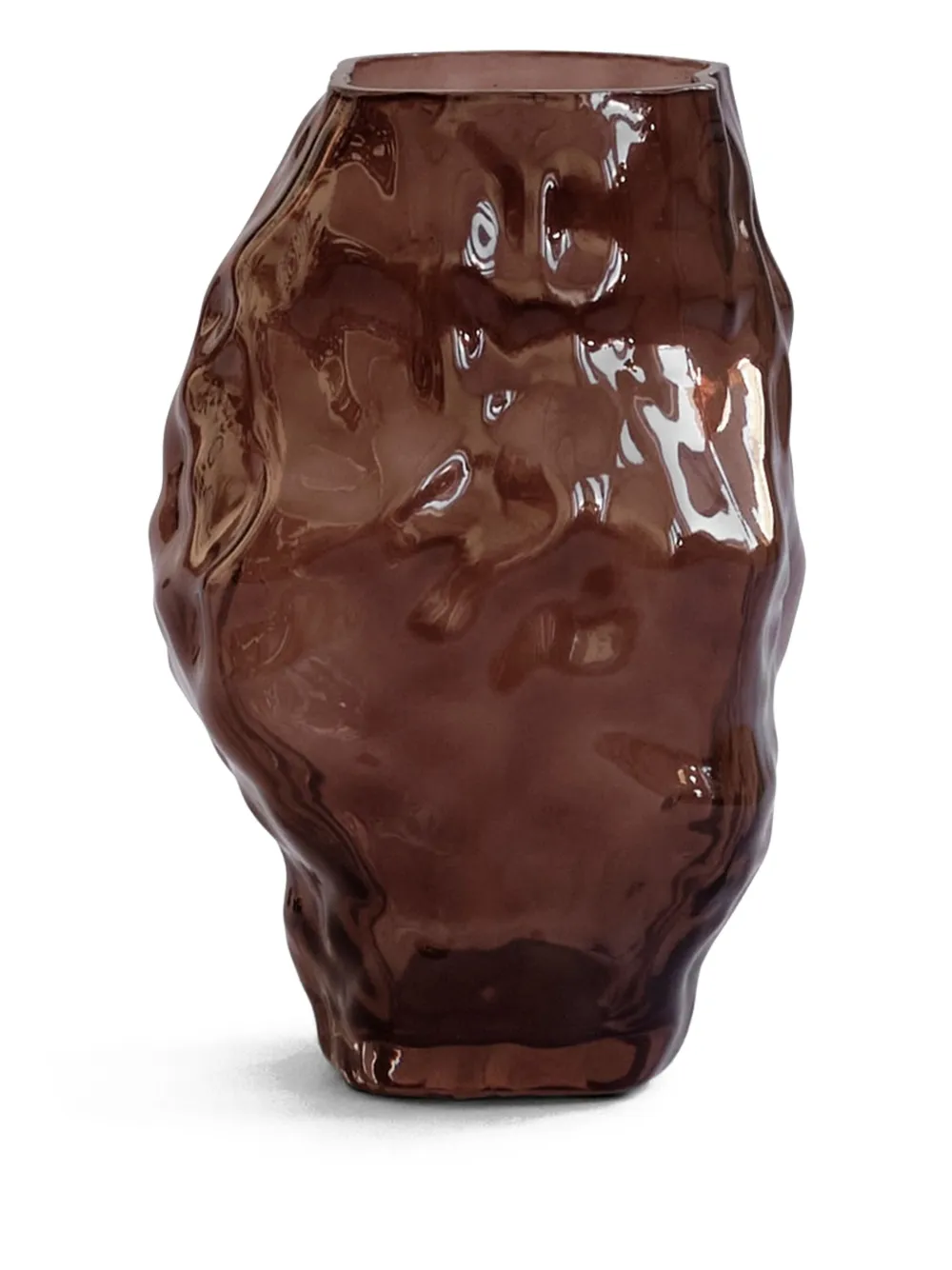 101 Copenhagen Kleine Katachi vaas van getextureerd glas (22,5 cm x 15 cm) - Bruin