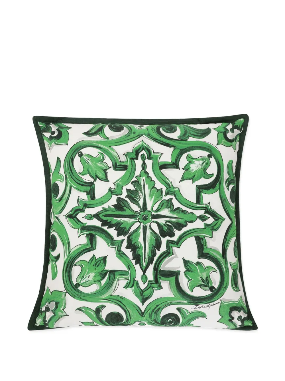 Dolce & Gabbana Casa Maiolica Tile Cushion In Green