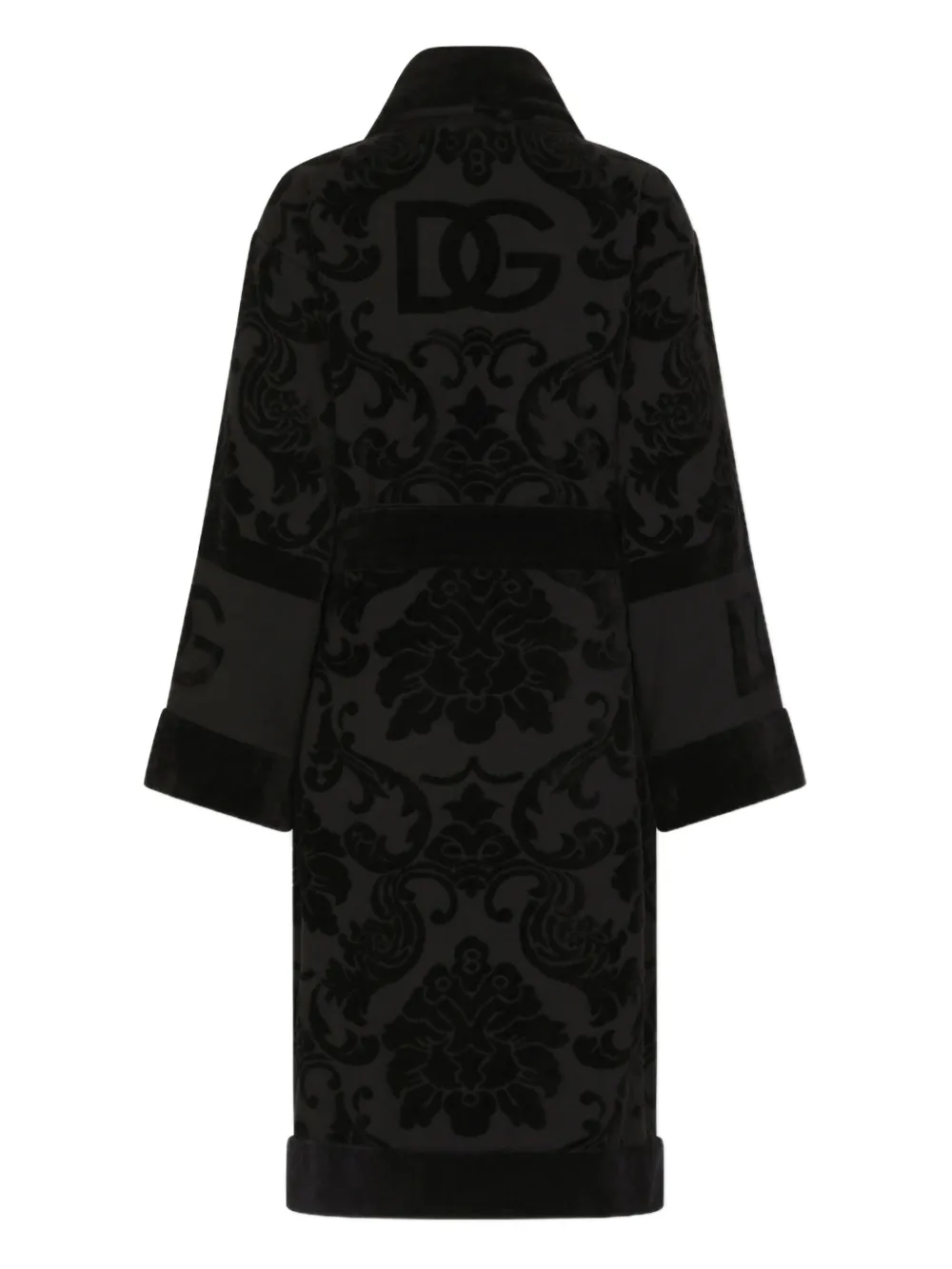 Dolce & Gabbana Casa Logo Monogram Jacquard Bathrobe In Black