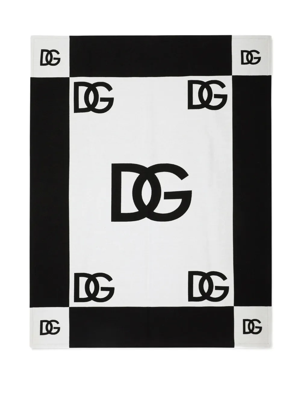 Dolce & Gabbana Casa Monogammed Cotton Blanket (173cm X 1cm) In Black