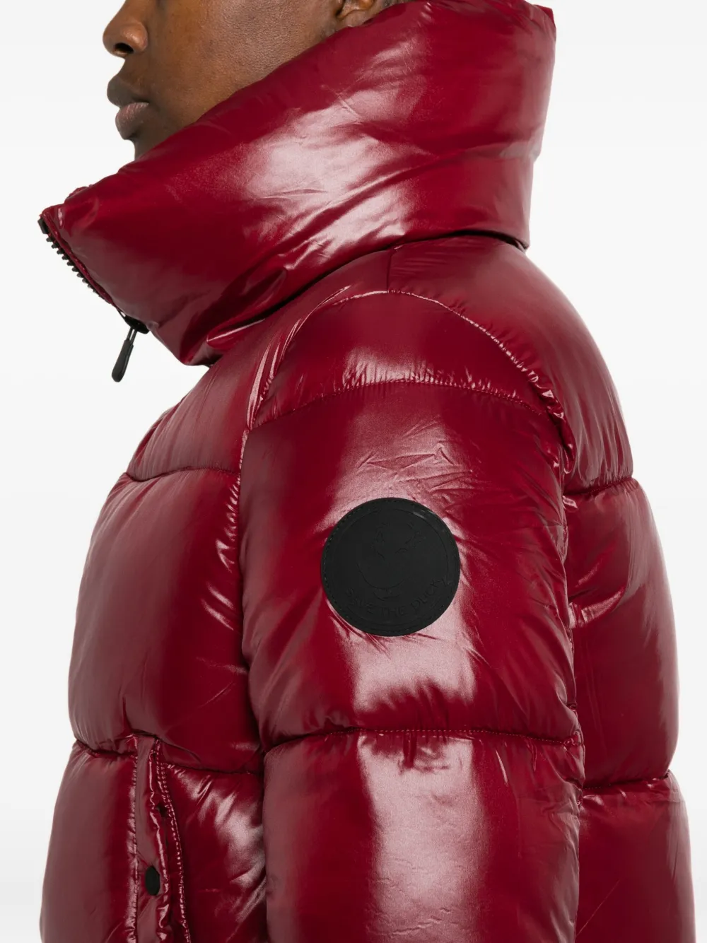 Save The Duck Isla Quilted Shiny Jacket In Brown