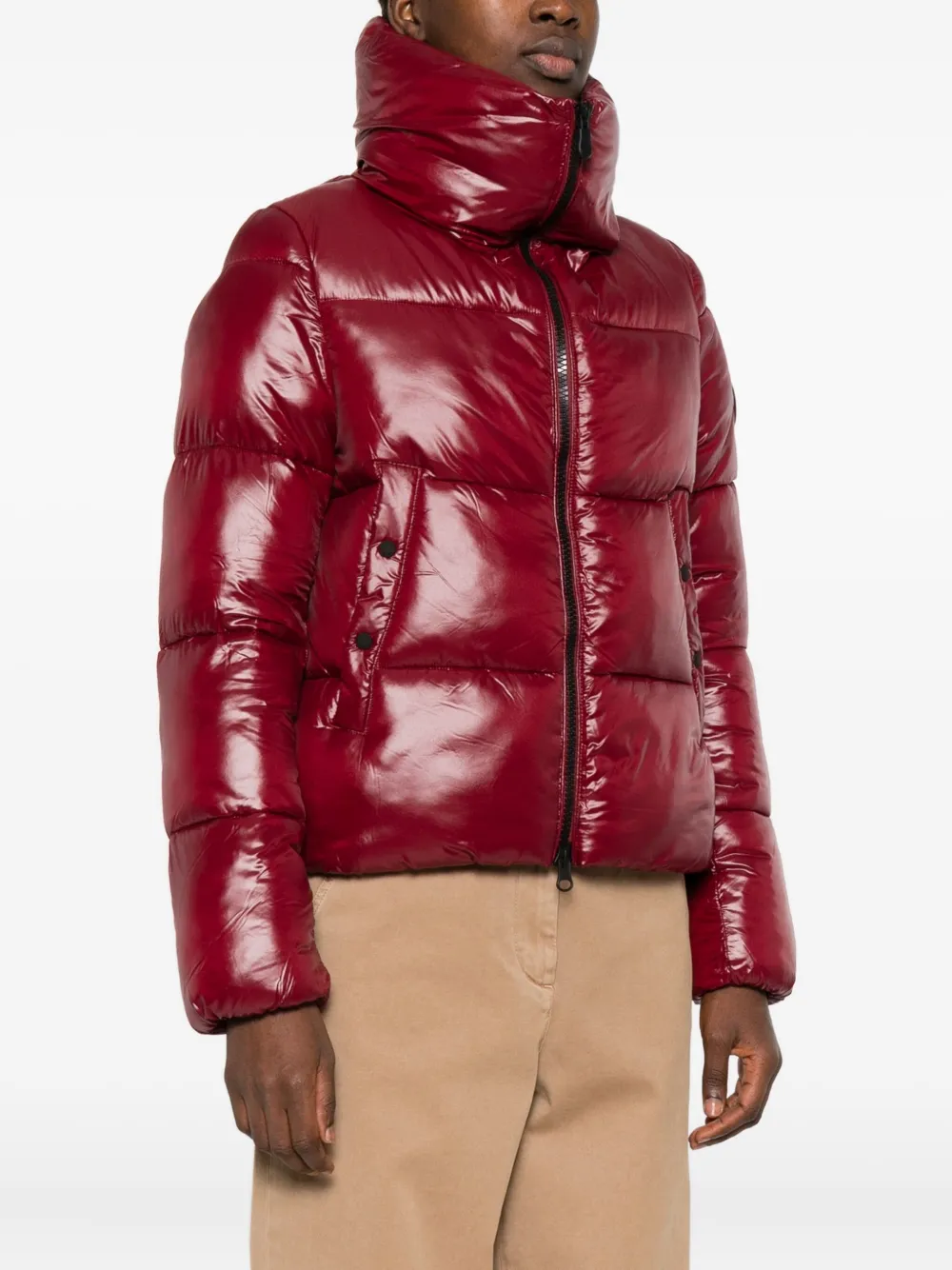 Save The Duck Isla Quilted Shiny Jacket In Brown