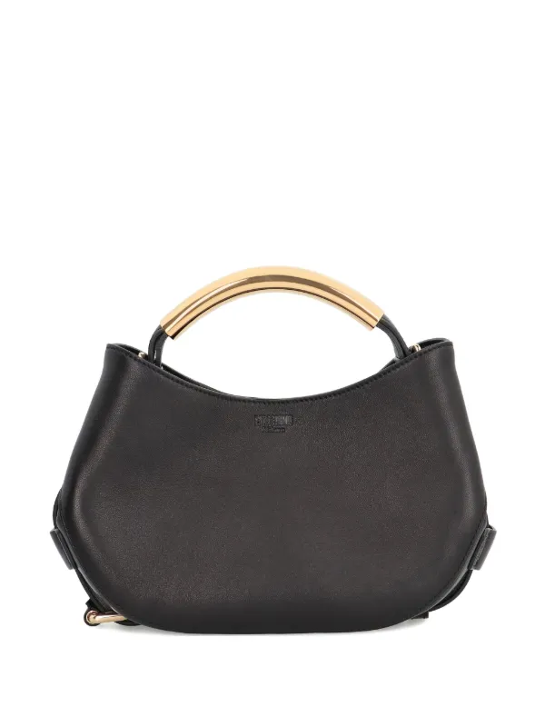 Moschino Curved-handle Leather Tote Bag in Black
