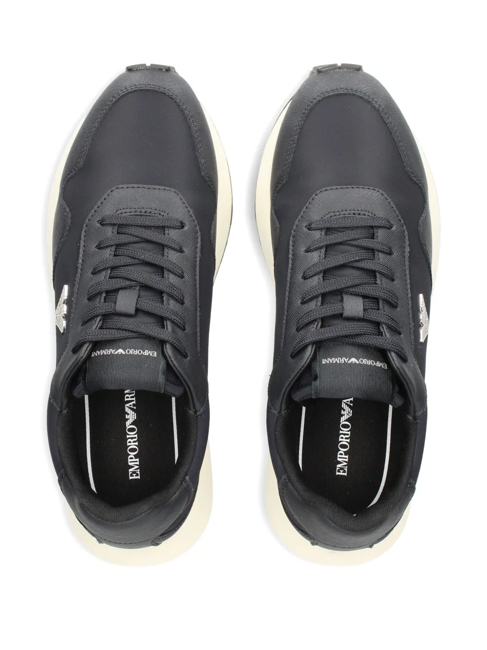 Emporio Armani logo-appliqué panelled sneakers Blue