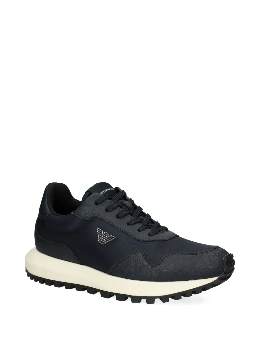 Emporio Armani logo-appliqué panelled sneakers Blue