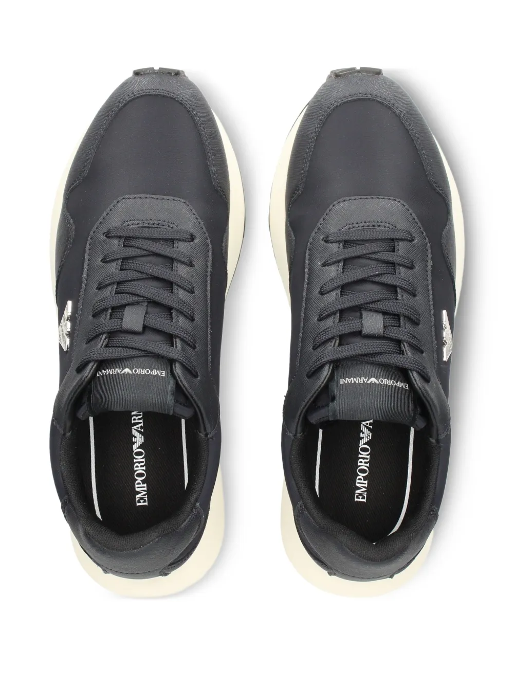 Emporio Armani logo-appliqué panelled sneakers Blue