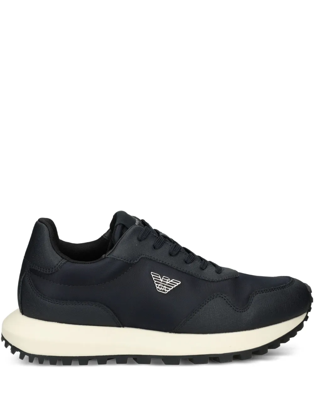 Emporio Armani logo-appliqué panelled sneakers Blue