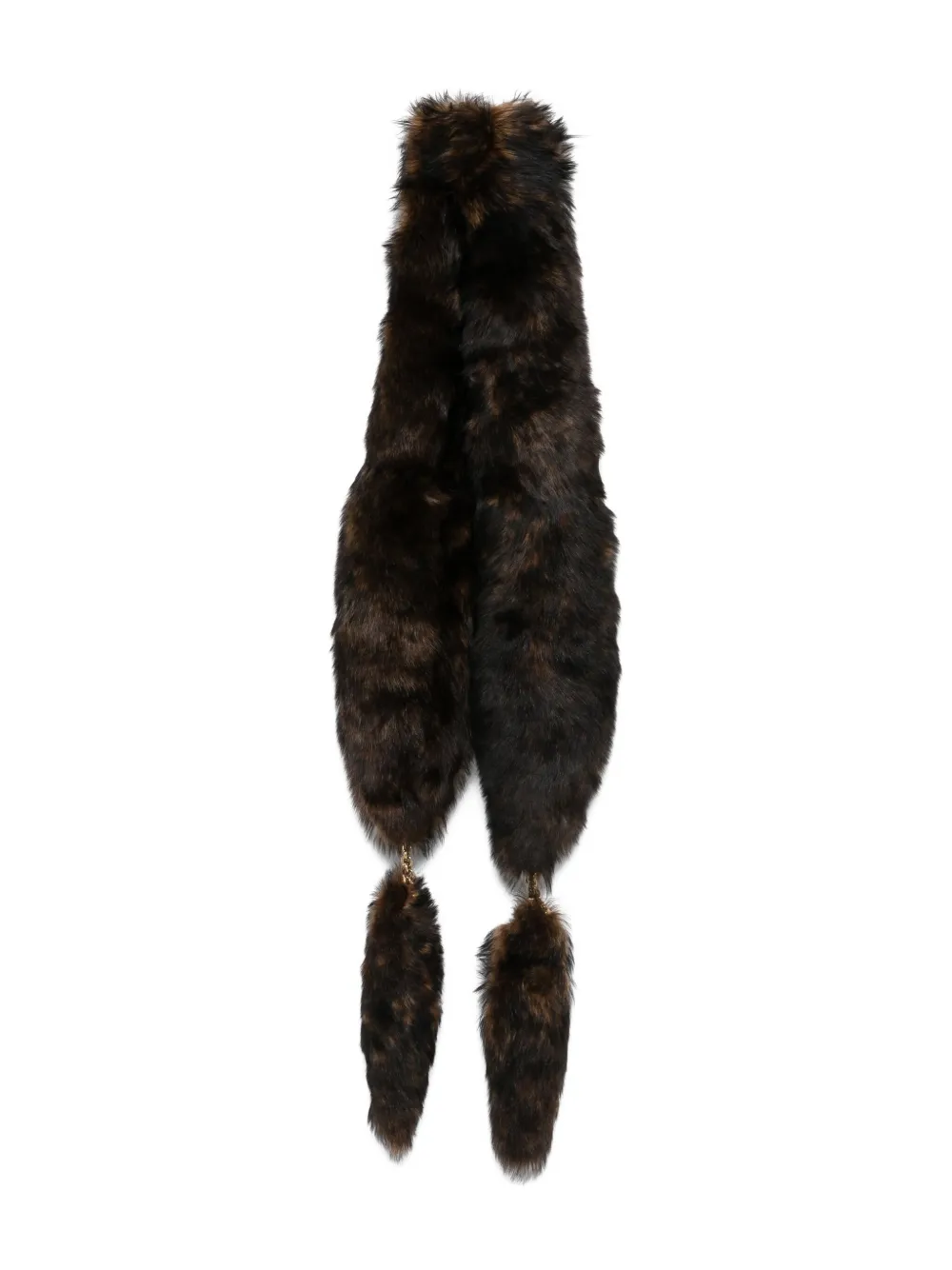 Chloé lamb-fur chain-embellished scarf - ブラウン Chloé lamb-fur chain-embellished scarf - ブラウン
