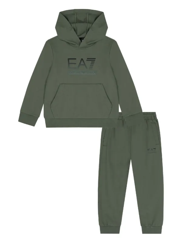 Emporio Armani Kids logo-embroidered Hooded Tracksuit Green
