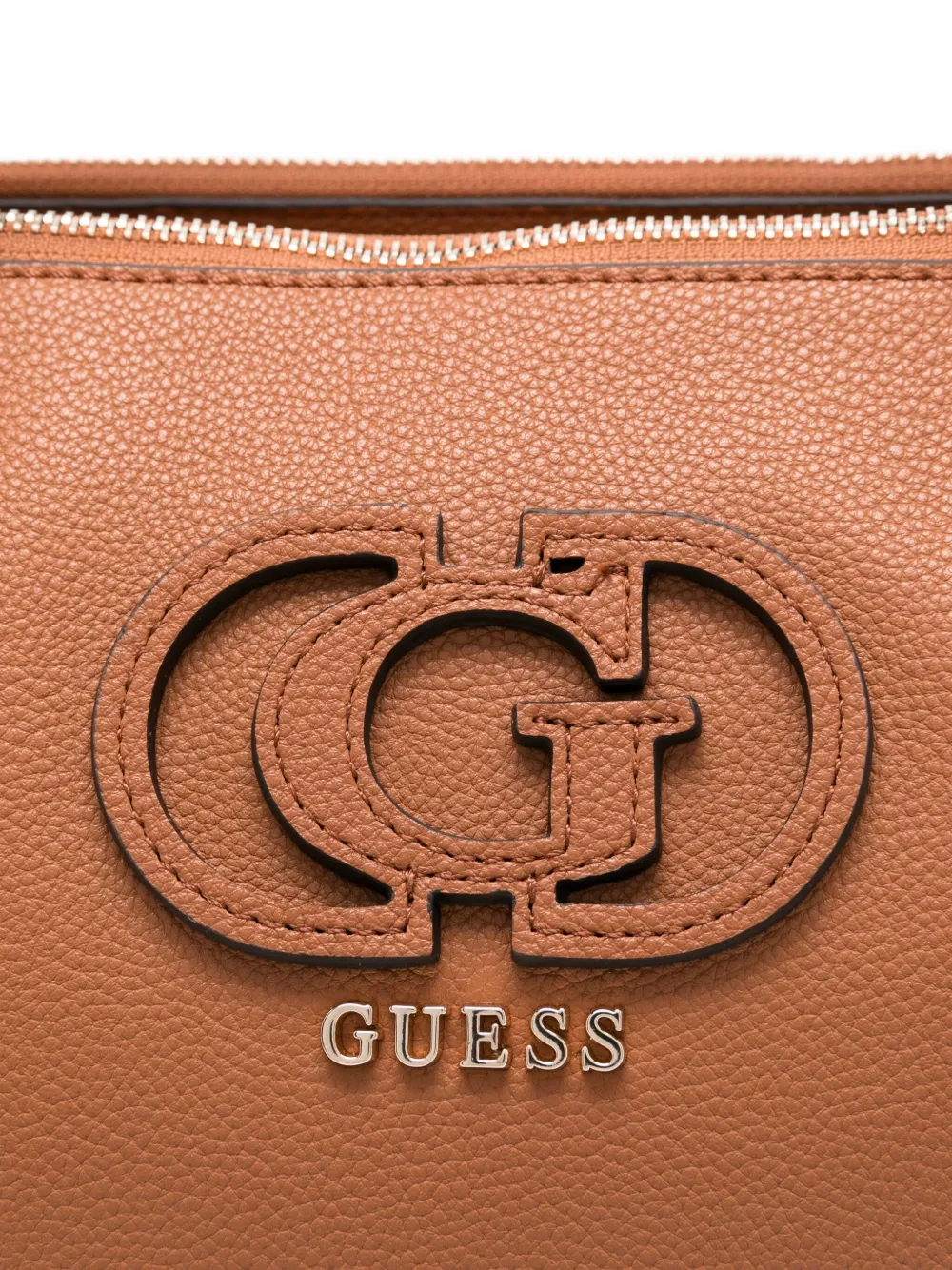 Guess Usa Logo-plaque Tote Bag In Brown