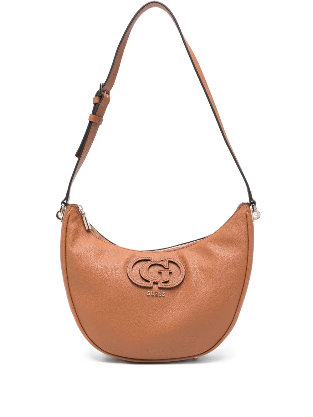 GUESS USA logo-plaque crescent shoulder bag | Brown | Image 1