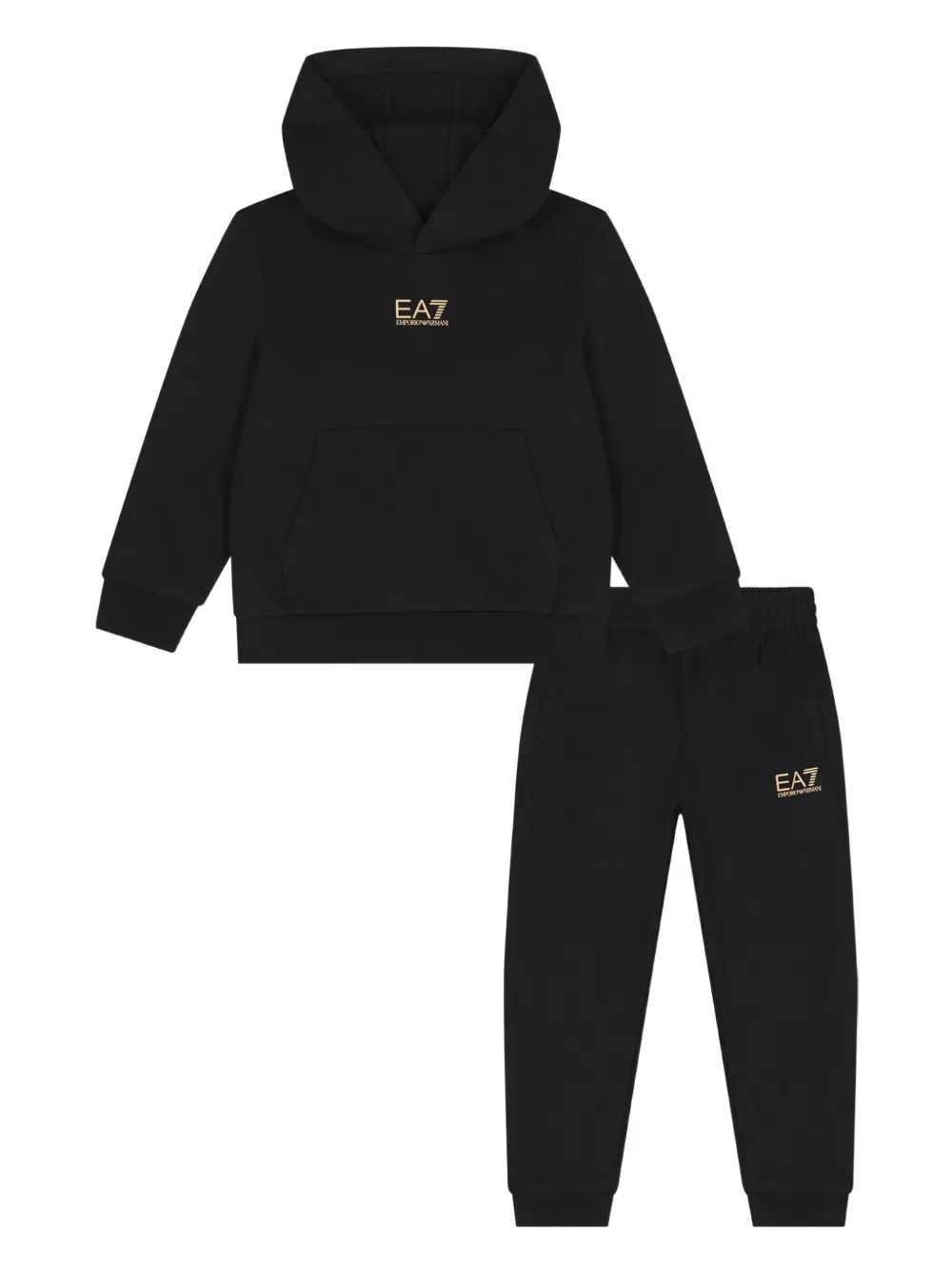 Emporio Ar i Kids logo-embroidered tracksuit Zwart